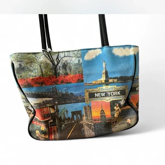 Colorful Beaded New York Print Tote Bag - Picture 2 of 4